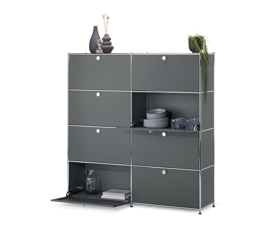 Graues Highboard »CN3« mit 8 Klappen.