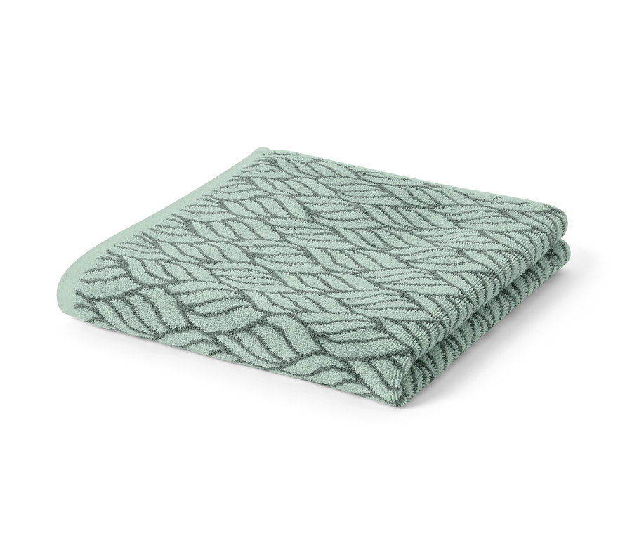 Zusammengelegtes Jacquard-Badetuch.