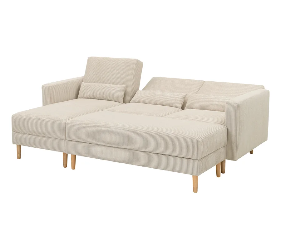Cremefarbenes Federkern Eck-Schlafsofa »Jenna«.