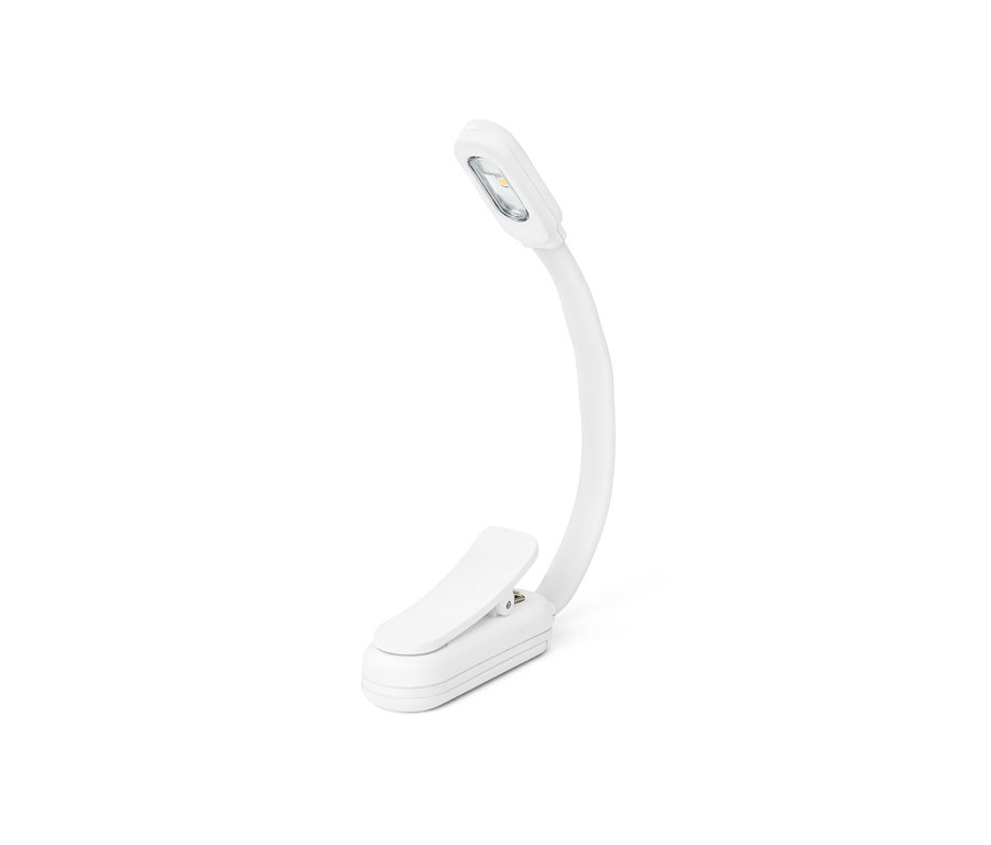 Weiße LED-Leseleuchte mit Clip.
