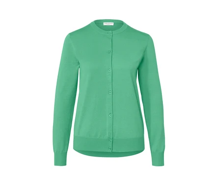 Grüne Feinstrick-Cardigan mit Knöpfen.