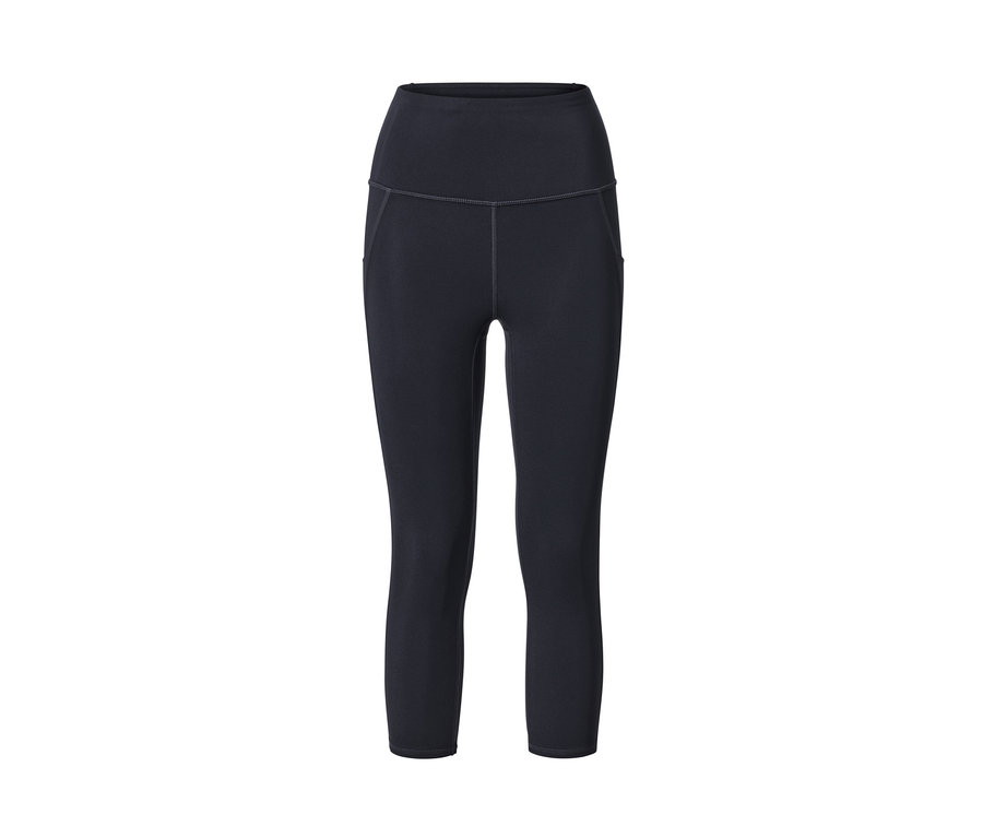 Eine marineblaue 3/4-Sporttight vor einem weißen Hintergrund.