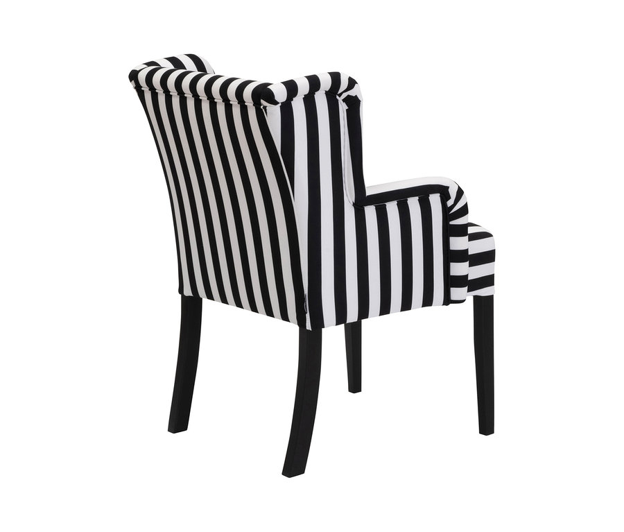 Rückansicht von Polsterstuhl »Hendrick« mit Armlehne, schwarz/weiß gestreift.