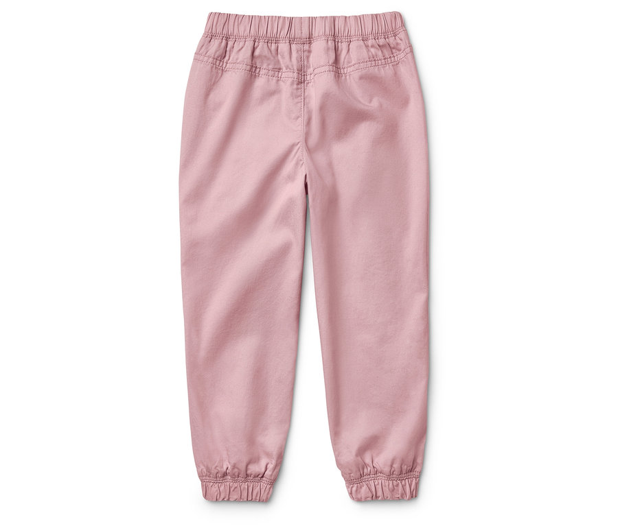 Rosa Hose mit Gummibund und Bündchen.