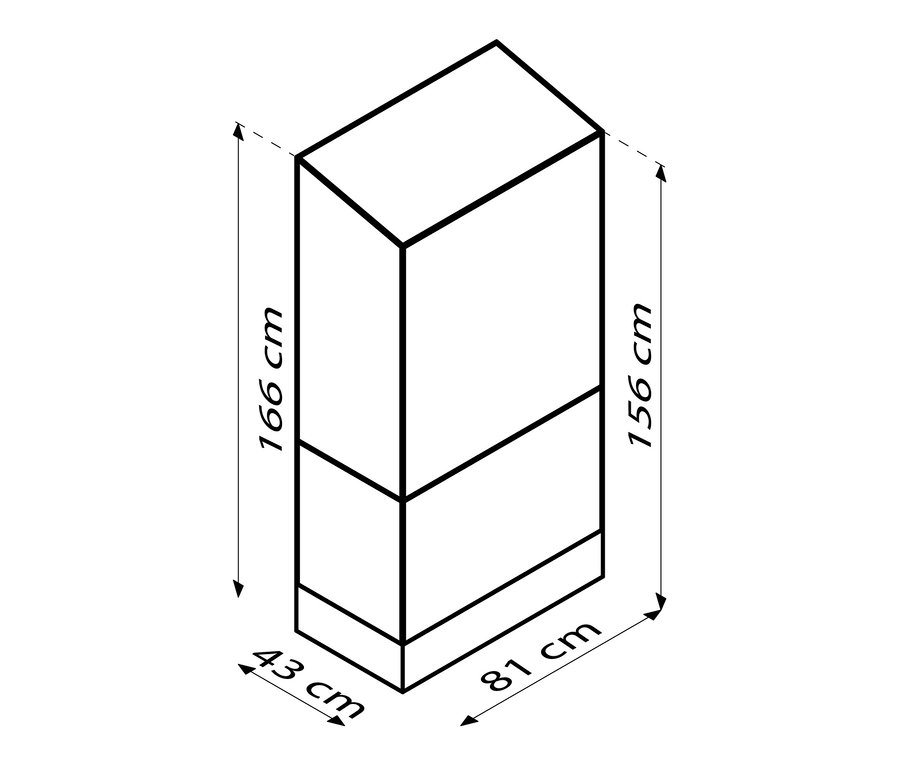 Abmessungen des schwarzen Vitavia Balkongewächshauses mit Standfundament: 166 cm hoch, 81 cm breit und 43 cm tief.