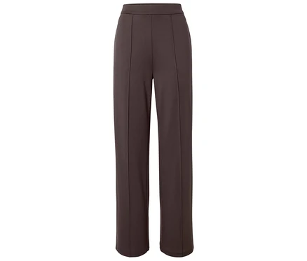 Braune Jerseyhose mit Biese, auf einem weißen Hintergrund.