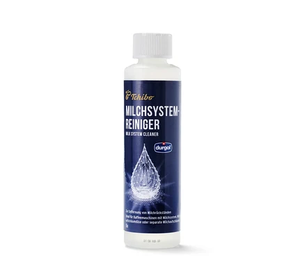 Die Flasche durgol® Milchsystem-Reiniger, 250 ml steht auf einer weißen Oberfläche.