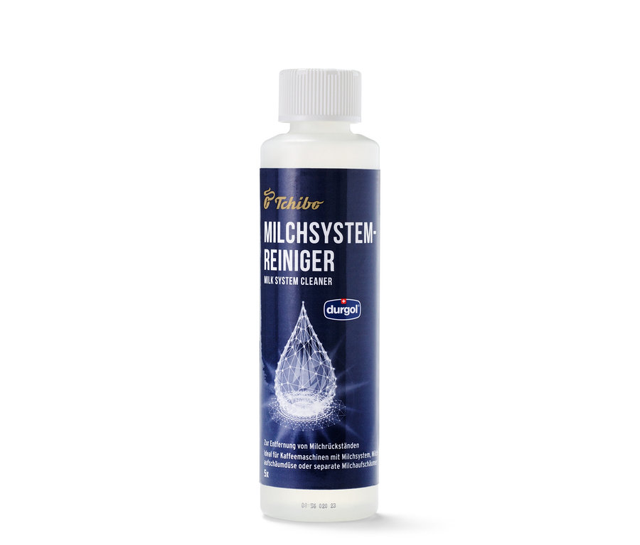 Die Flasche durgol® Milchsystem-Reiniger, 250 ml steht auf einer weißen Oberfläche.