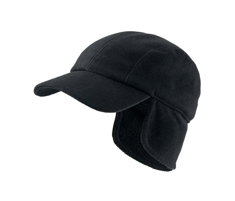 Schwarze Thermofleece-Kappe mit Ohrenklappen.