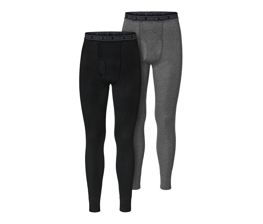 Zwei Thermo-Funktionsunterhosen, eine schwarz, eine grau.