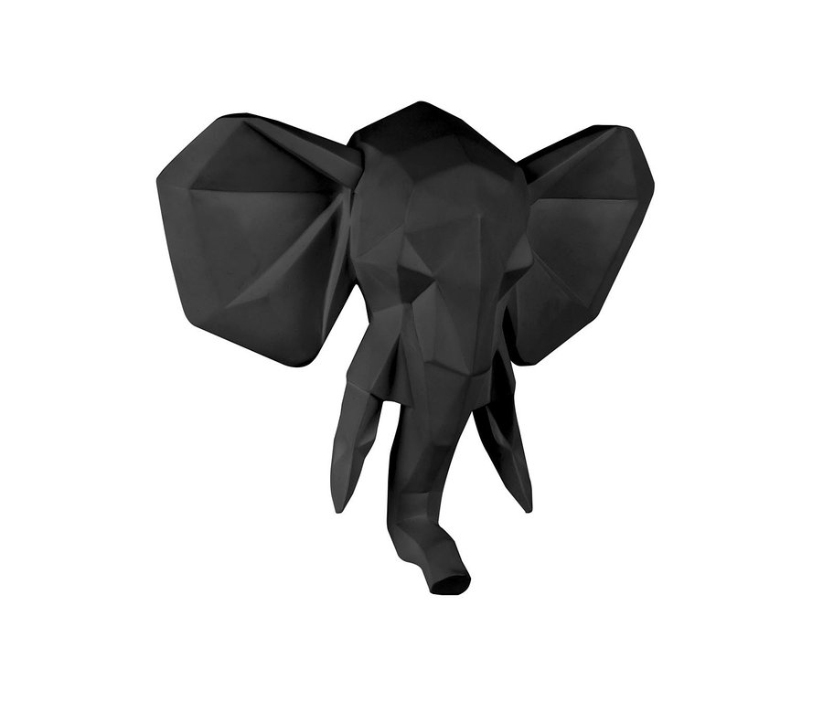 Schwarze Wanddekoration »Origami Elephant«.