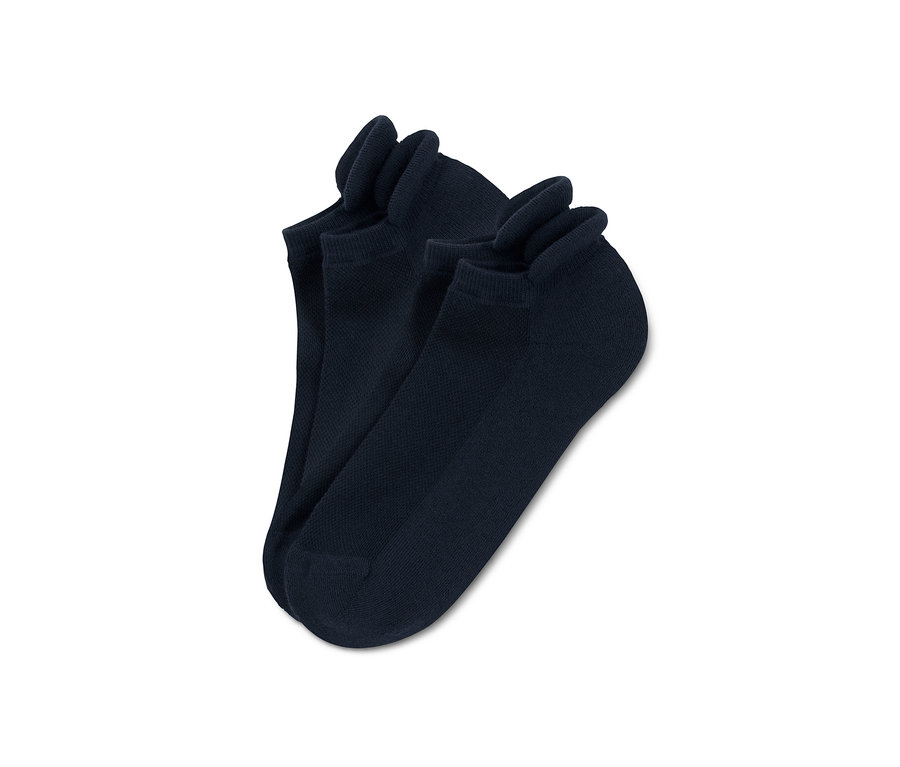 Zwei Paar dunkelblaue Unisex-Sport-Sneakersocken.