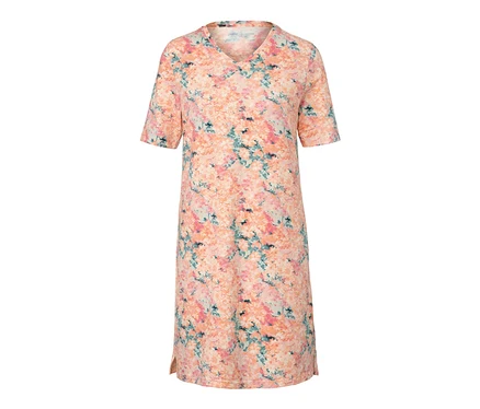Nachthemd mit kurzen Ärmeln und Blumenmuster.