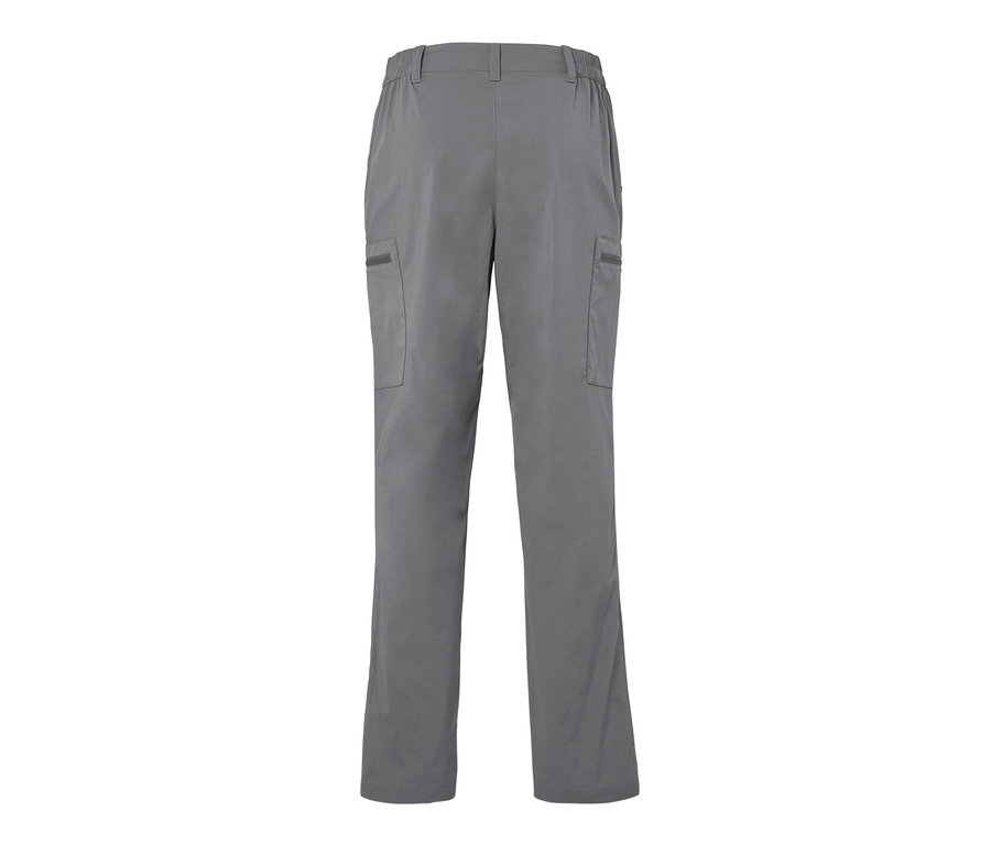 Graue, packbare Outdoorhose.
