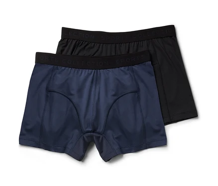 Zwei Sport-Slipboxer, eine marineblau, eine schwarz.