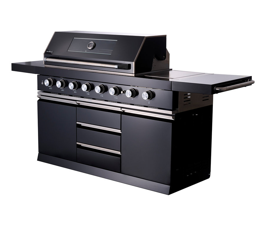 Schwarze Buschbeck Outdoorküche »Chester« inkl. Wetterschutzhülle.