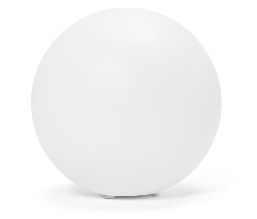 Eine kugelförmige Lampe in Weiß auf einem weißen Hintergrund.