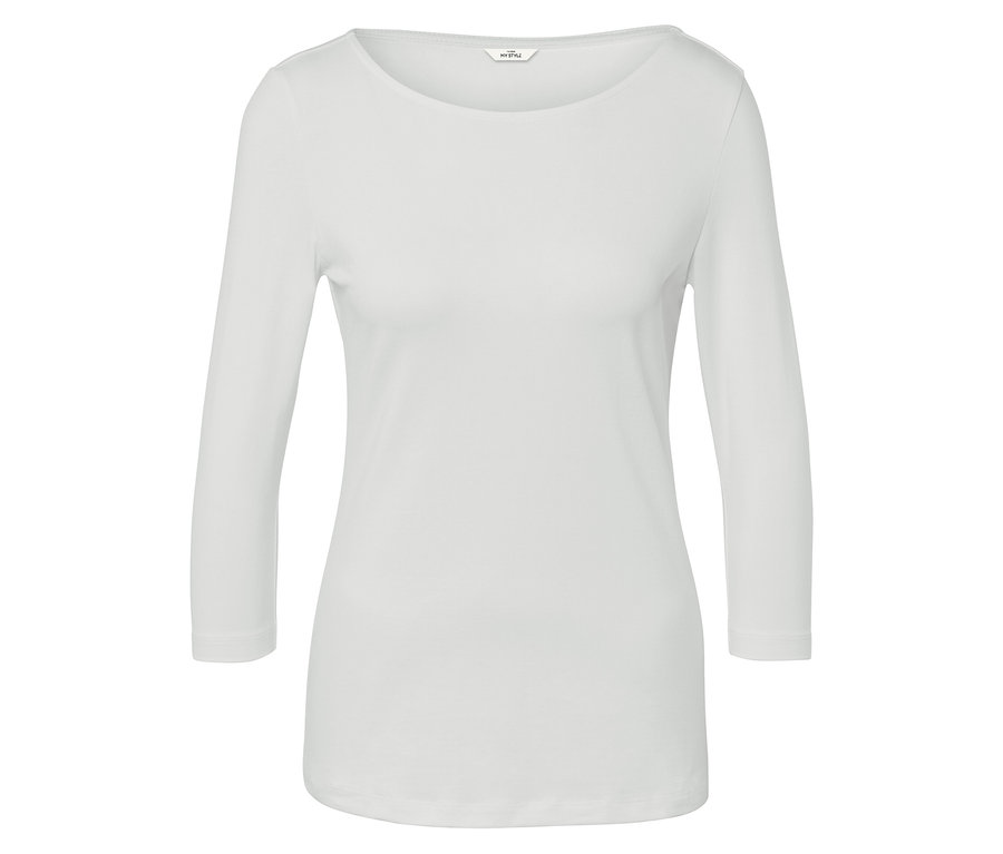 Weißes Langarmshirt.