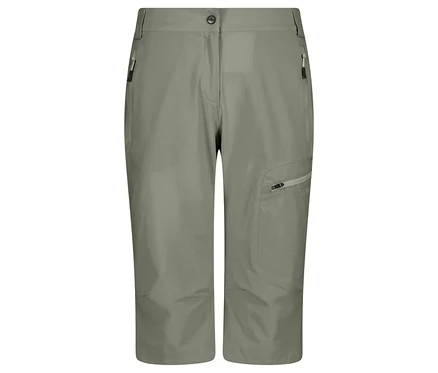 Graue CMP Damen-Caprihose aus Stretch-Nylon mit Reißverschlusstaschen.