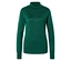 Grüner Rollkragenpullover mit langen Ärmeln, auf weißem Hintergrund liegend.
