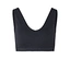 Schwarzes, geripptes Bustier mit V-Ausschnitt und breiten Trägern.