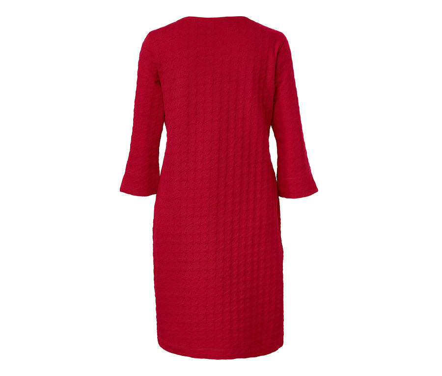 Rotes Sweatkleid mit 3/4-Arm.