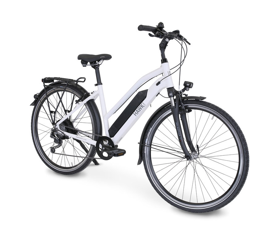 HAWK Bikes E-Bike Damen e-Trekking Lady BAFANG, grau, 28 Zoll,  46-cm-Rahmen bei Tchibo kaufen | 167972