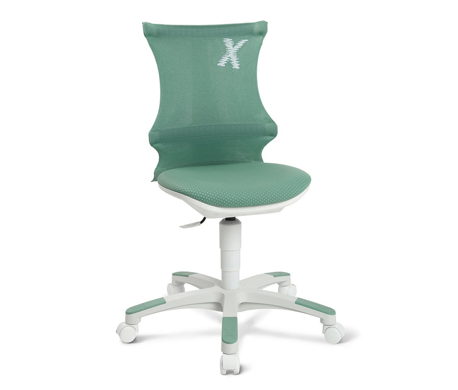 Mintfarbener Topstar Kinderstuhl »SITNESS X CHAIR 10« mit weißem Gestell.