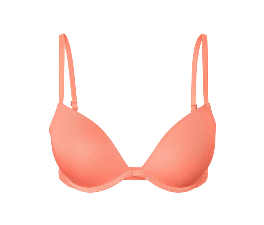 Pfirsichfarbener Push-up-BH mit Spitze.