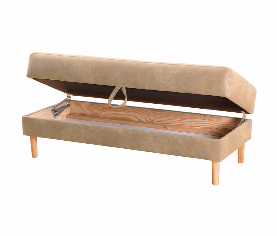 Geöffnetes Federkern-Eckschlafsofa »Just More« mit Stauraumbank, sahara.