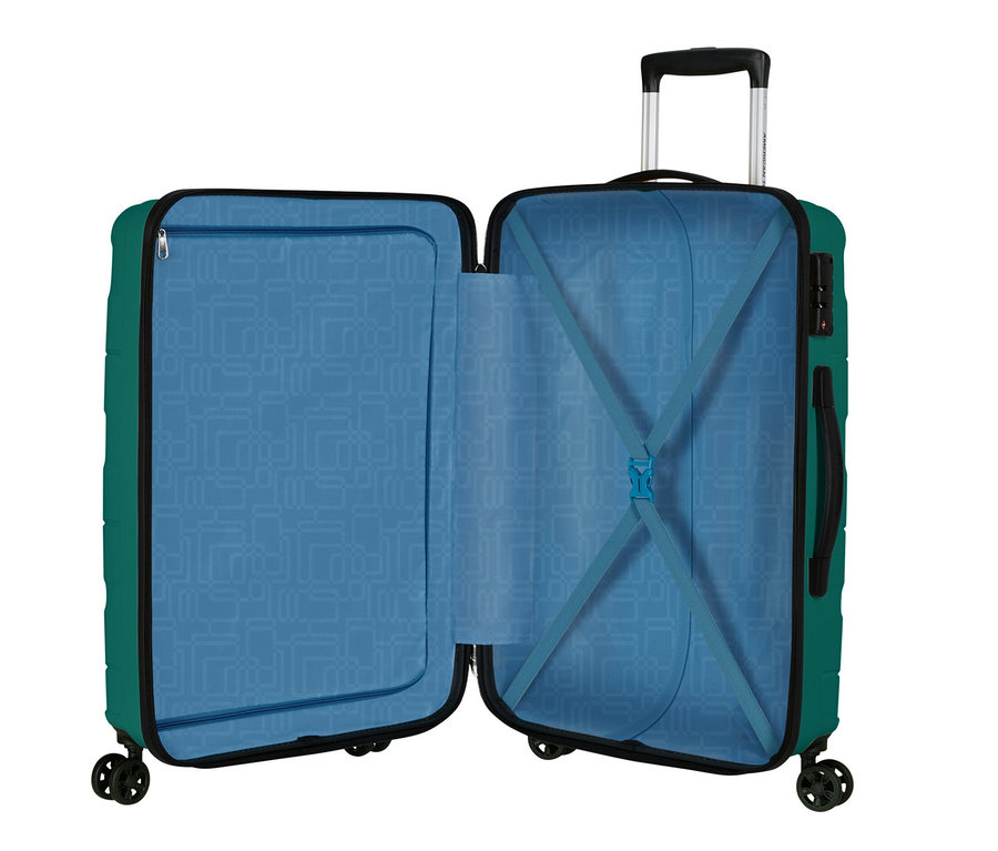 Geöffneter American Tourister »Jetdriver 3.0« Koffer, mittel, in Sportlich Türkis.