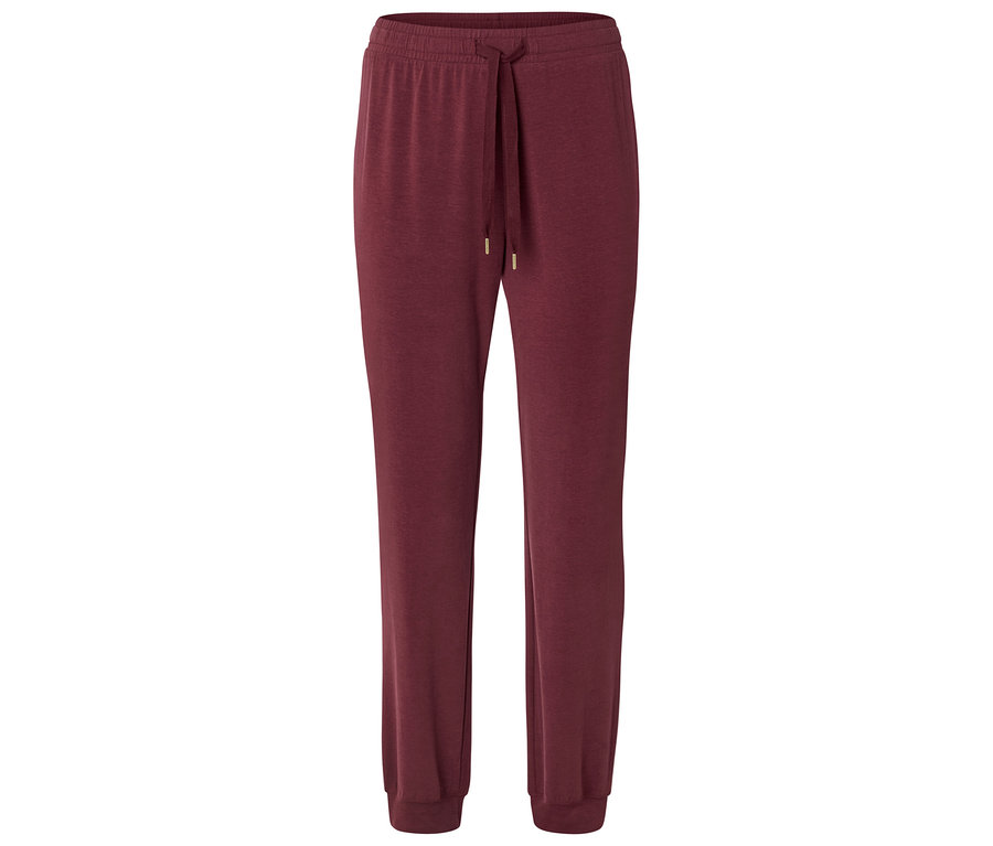 Weinrote Jogginghose mit Kordelzug in der Taille.