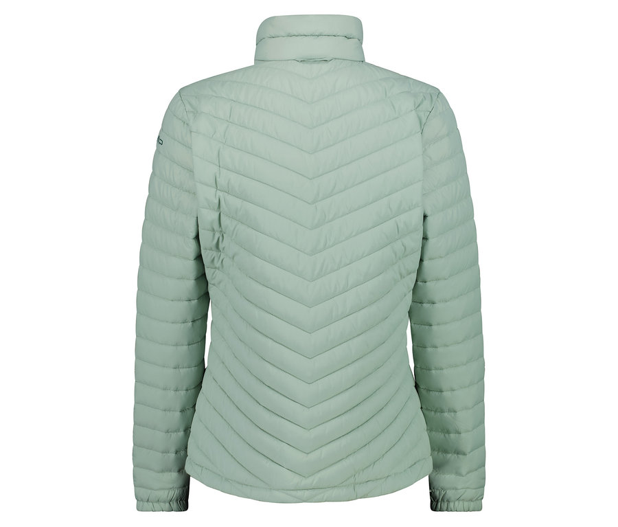 Rückansicht einer hellgrünen Steppjacke.