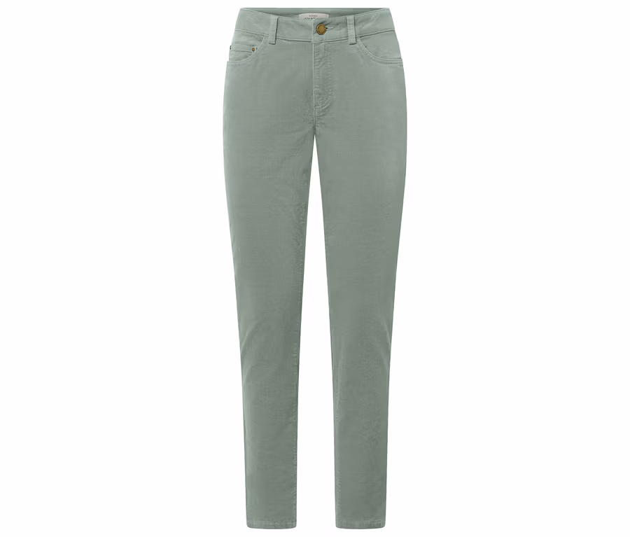 Eine mintfarbene Samthose.