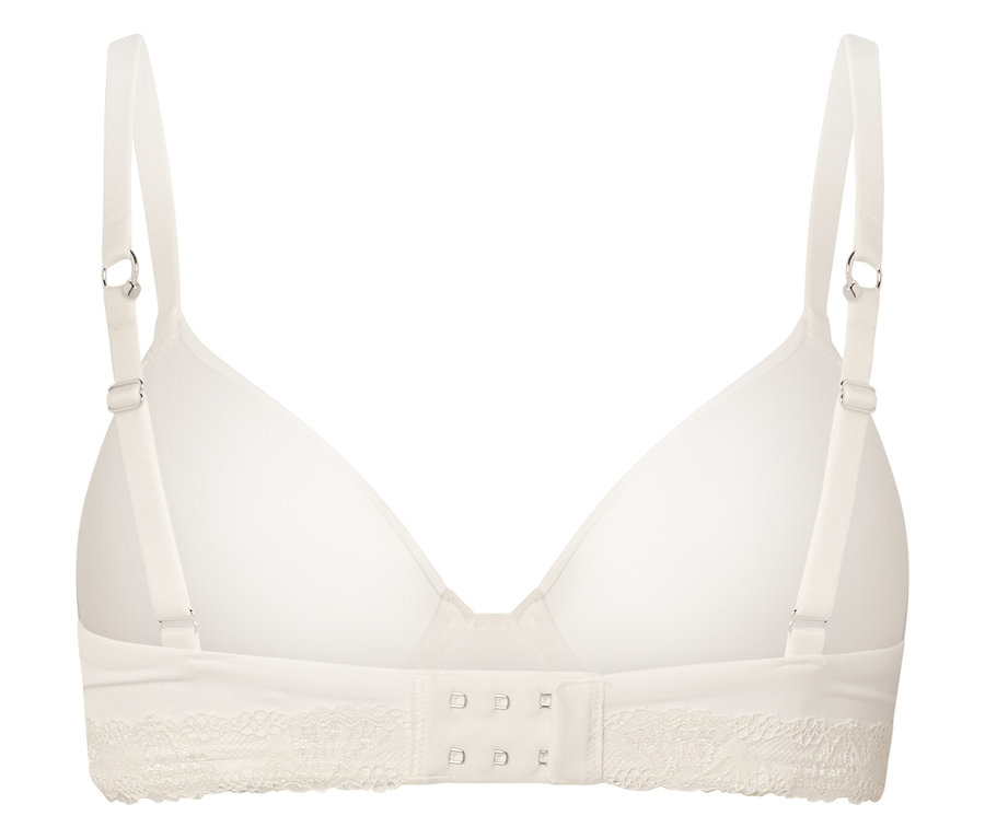 Ansicht von BH-Rueckseite mit Hakenverschluss und verstellbaren Traegern.