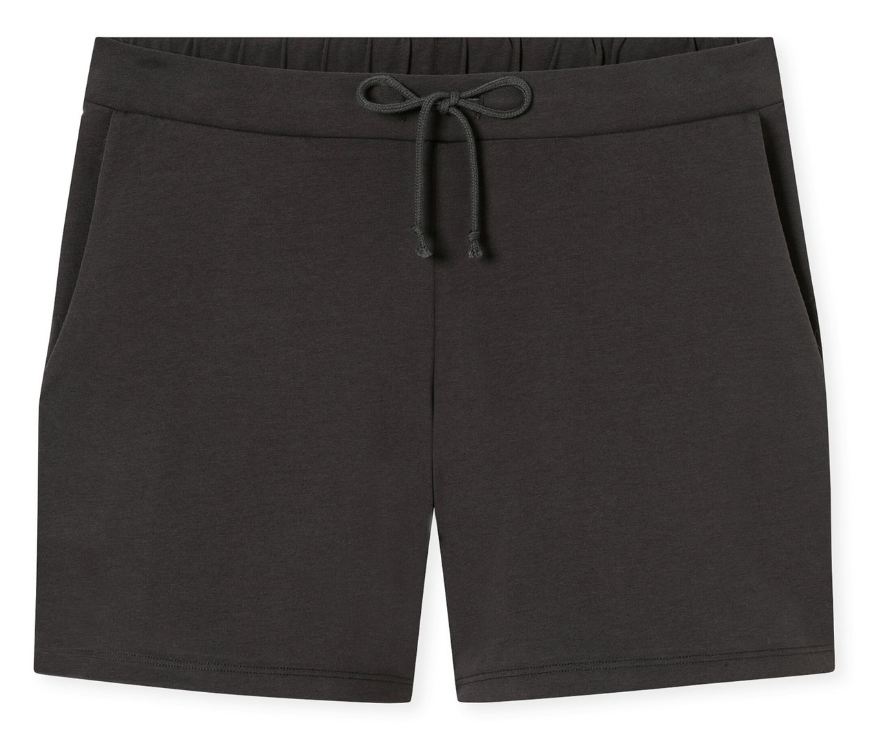 Dunkelgraue SCHIESSER Shorts mit Kordelzug und Seitentaschen.