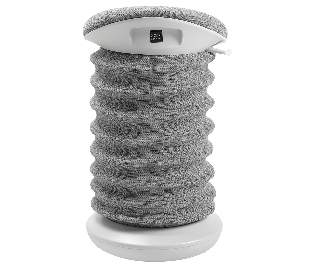 Grauer Sitness 4D Bürostuhl auf weißem Hintergrund.