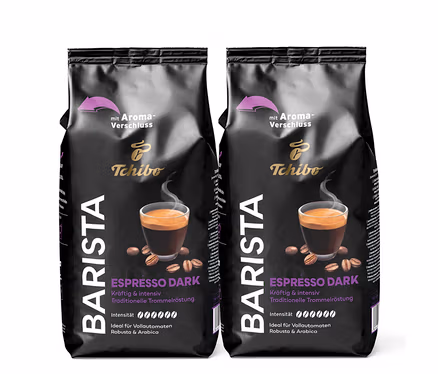 Zwei Packungen BARISTA Espresso Dark - 2x 1 kg Ganze Bohne.