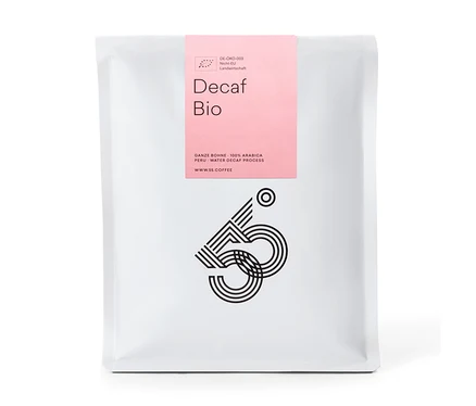 Verpackung des 55 Degrees – Decaf Omni Roast Bio, entkoffeiniert - 1 kg Ganze Bohne.