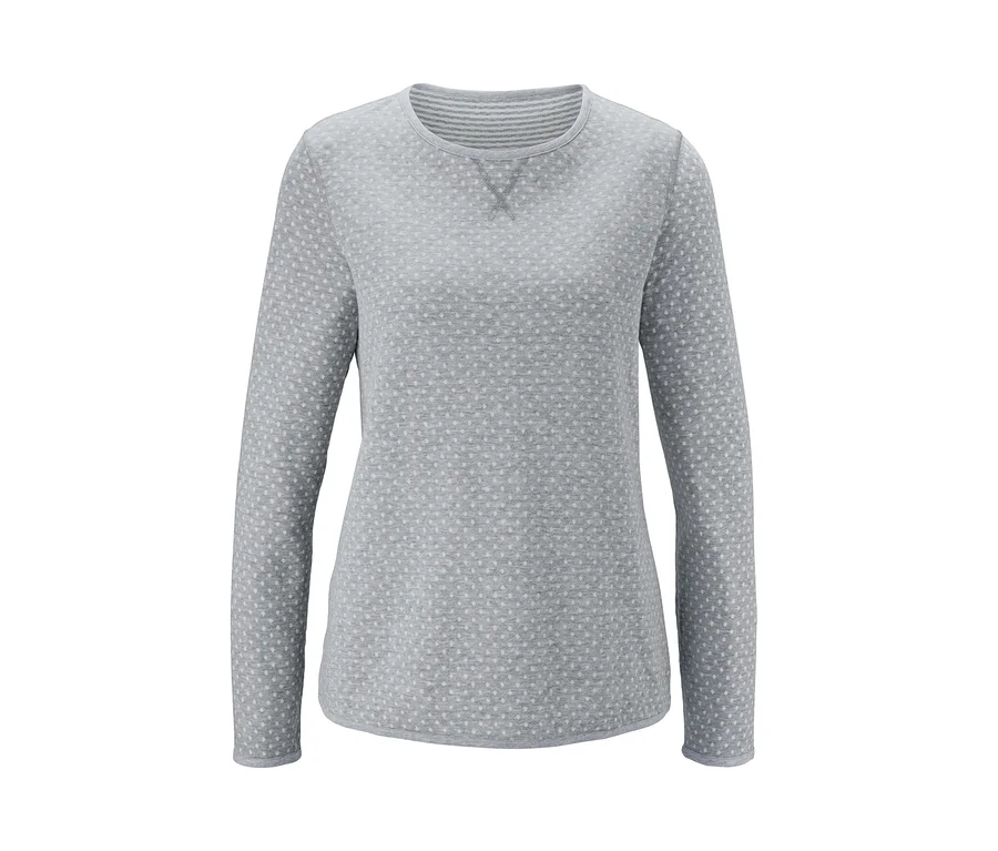 Graues langärmeliges Pyjamaoberteil, Wende-Pyjama.
