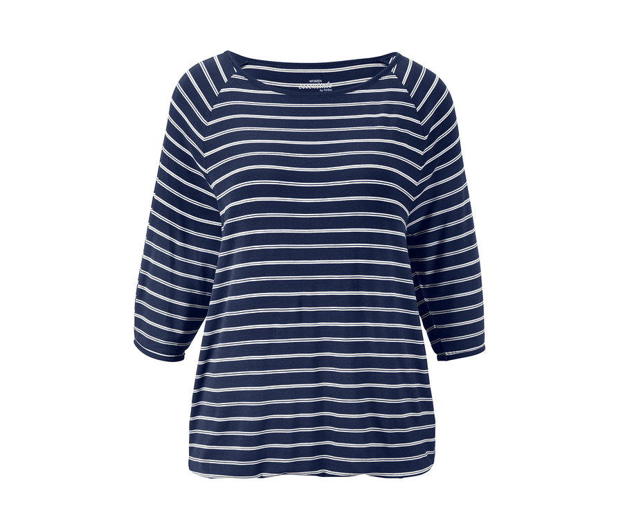Gestreiftes Shirt mit Fledermausärmeln.