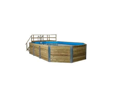 Weka-Massivholz-Gartenpool inklusive Abdeckhaube und Leiter.