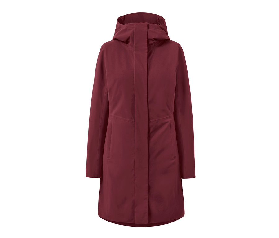 Roter 3-in-1-Outdoormantel mit Weste.