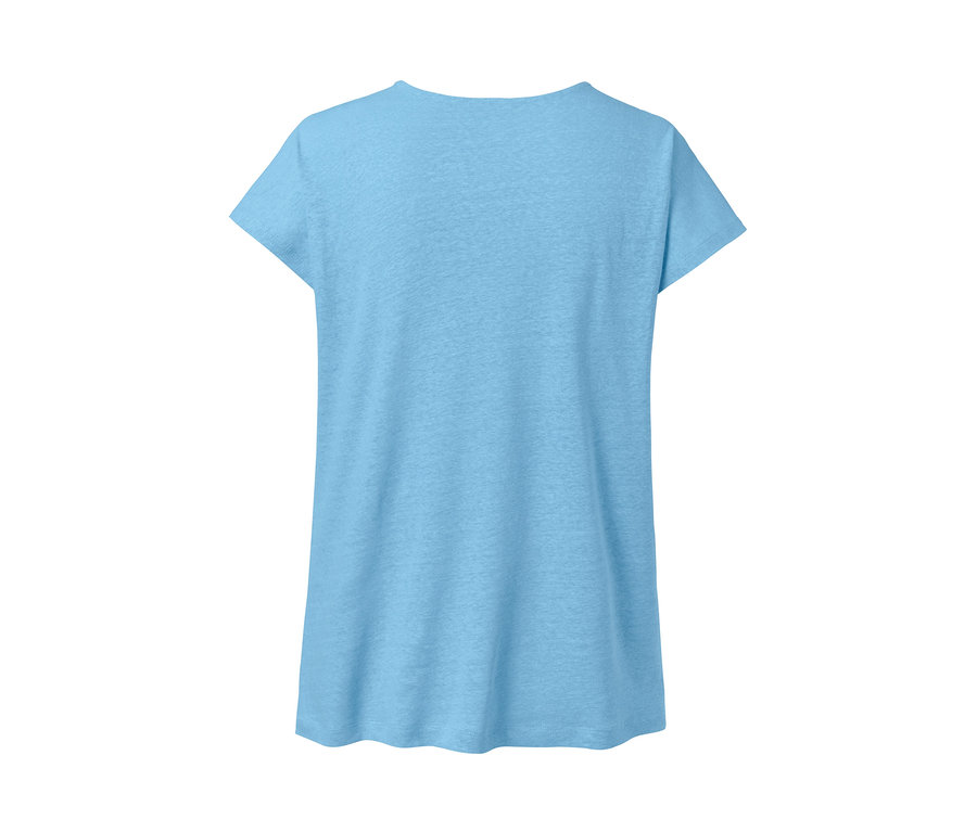 Hellblaues Shirt aus Leinenmix von hinten.