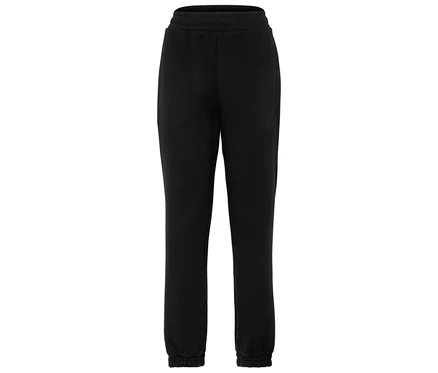 Schwarze Jogginghose mit elastischem Bund und Bündchen.