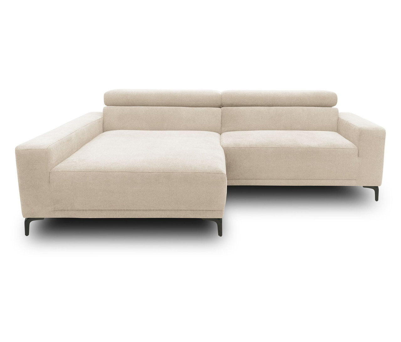 DOMO Eck-Schlafsofa mit Hocker, creme, linksbündig.