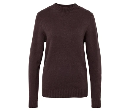 Ein brauner Rollkragenpullover vor einem weißen Hintergrund.
