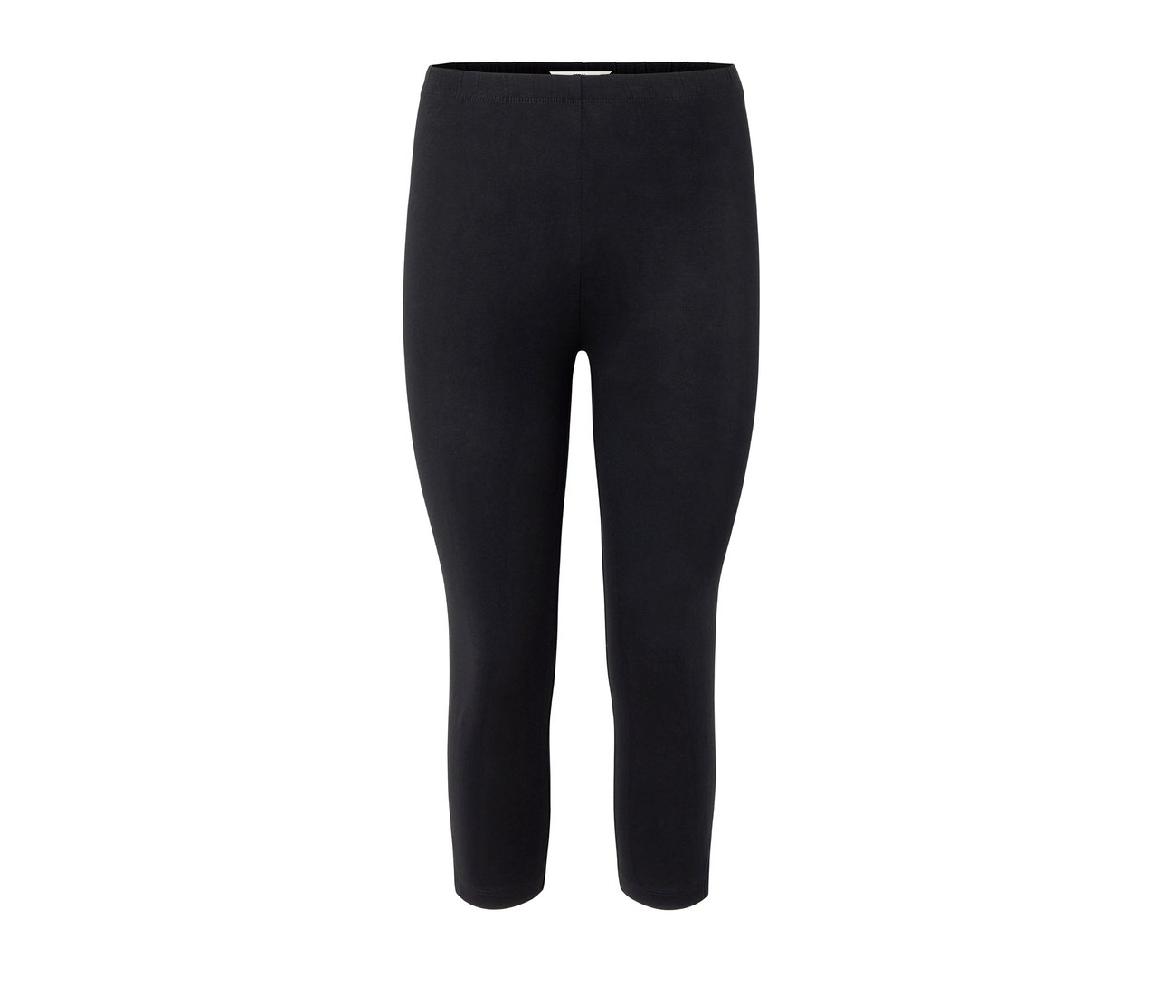 Schwarze 3/4-Leggings mit Detail.
