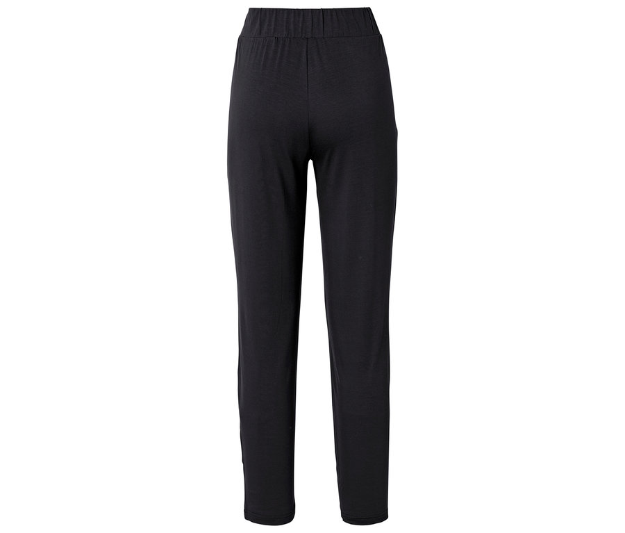 Schwarze, lange Hose mit elastischem Bund.