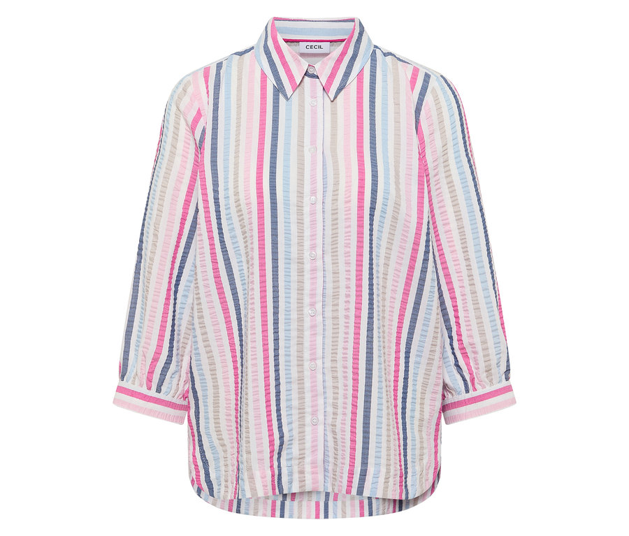 Die CECIL Hemdbluse mit bunten Streifen ist zu sehen.